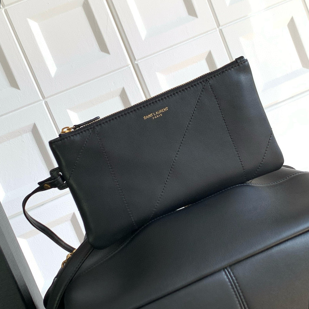 Elegant Black Lambskin Shoulder Tote