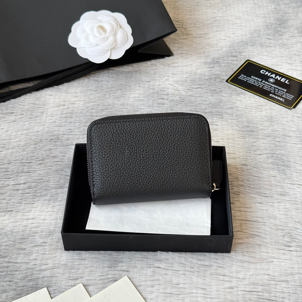 Lychee-Grain Zip Coin Purse (Premium Quality)