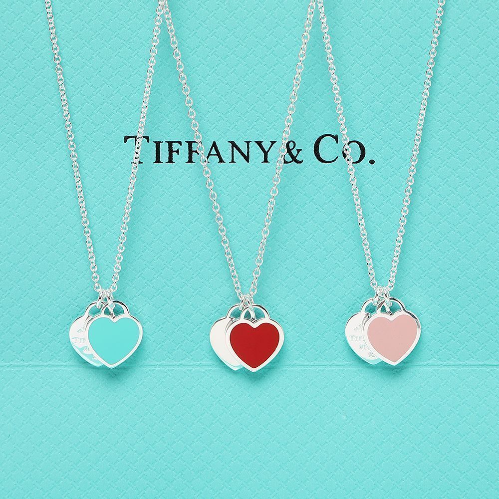 Authentic Tif.Co. Double Heart Necklace 925 Silver