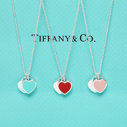 Authentic Tif.Co. Double Heart Necklace 925 Silver