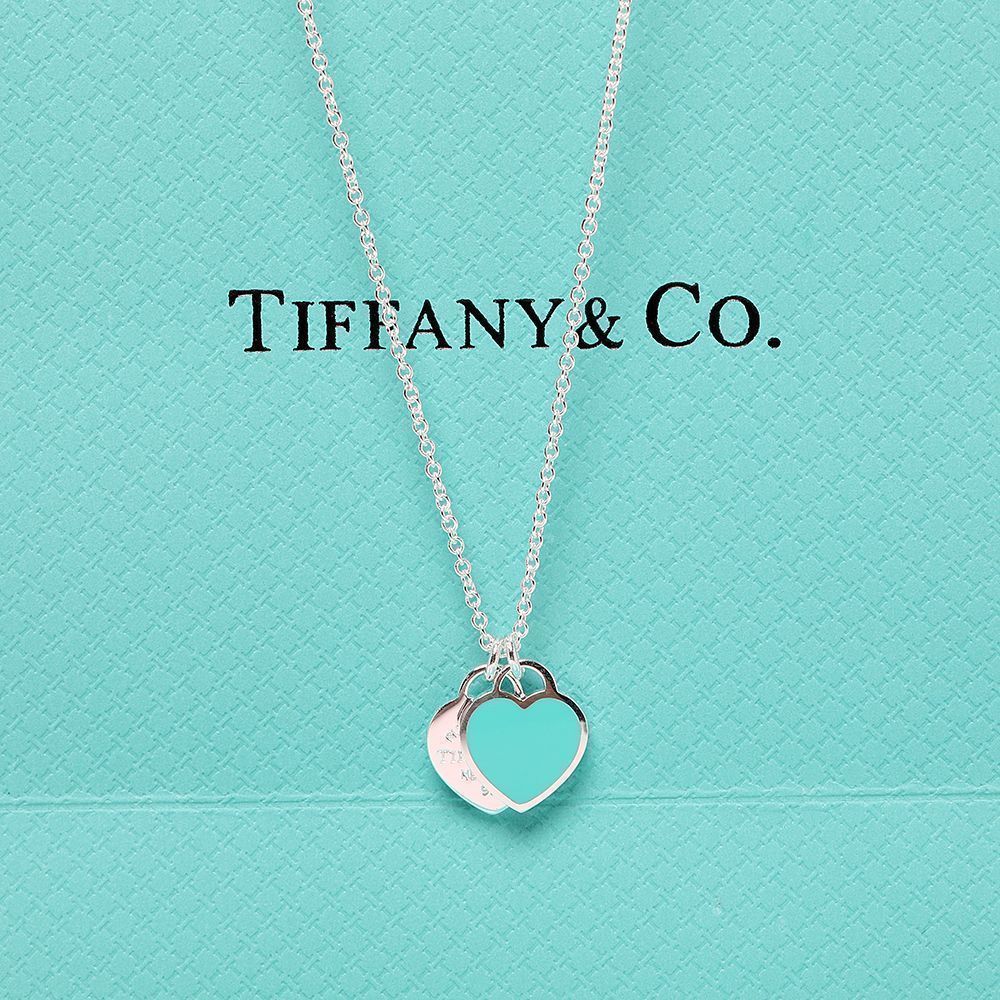 Authentic Tif.Co. Double Heart Necklace 925 Silver