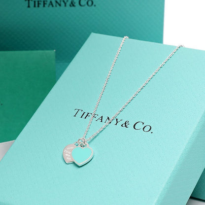 Authentic Tif.Co. Double Heart Necklace 925 Silver