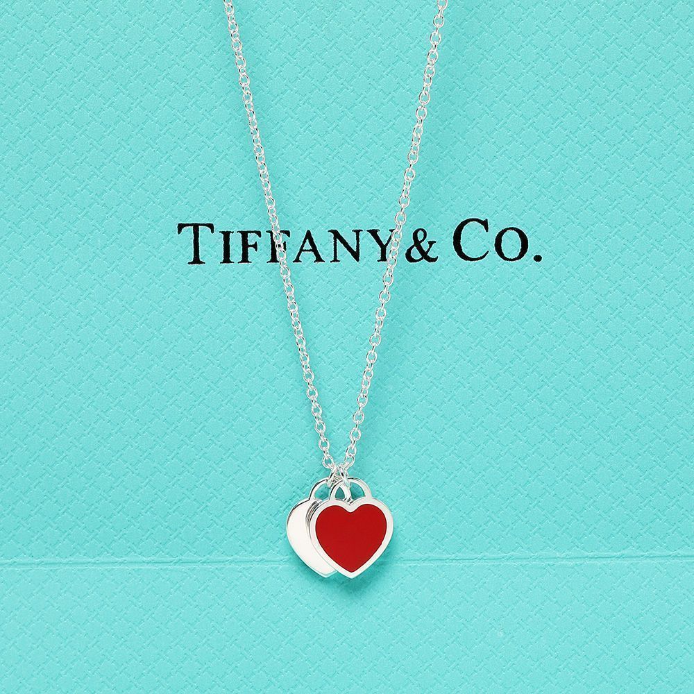 Authentic Tif.Co. Double Heart Necklace 925 Silver