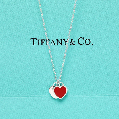 Authentic Tif.Co. Double Heart Necklace 925 Silver