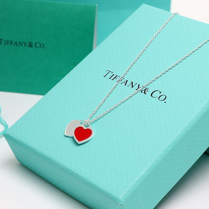 Authentic Tif.Co. Double Heart Necklace 925 Silver