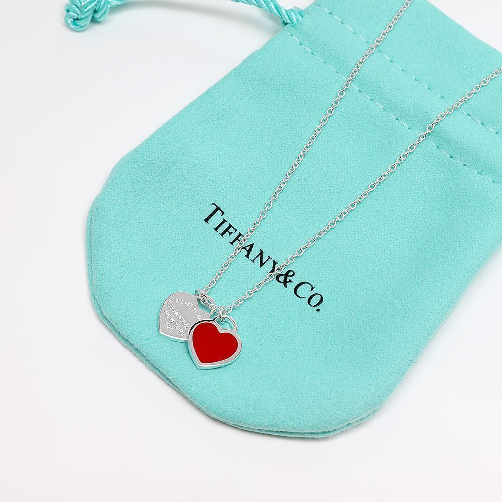 Authentic Tif.Co. Double Heart Necklace 925 Silver