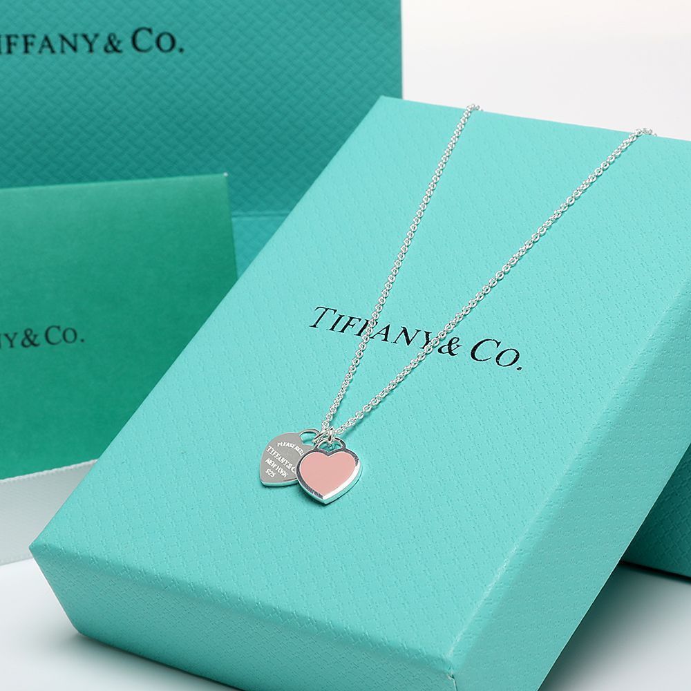 Authentic Tif.Co. Double Heart Necklace 925 Silver