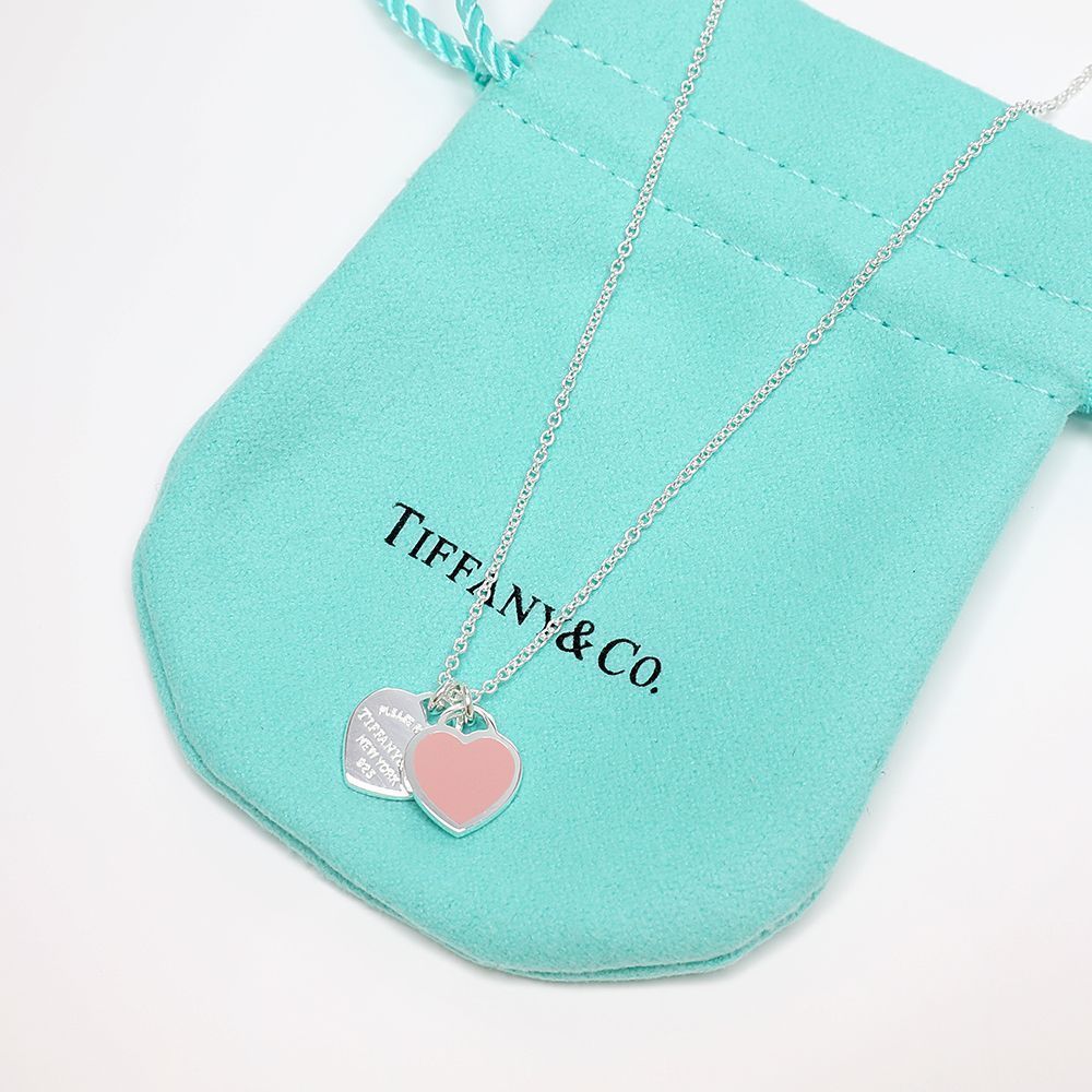 Authentic Tif.Co. Double Heart Necklace 925 Silver