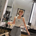 MM Sleeveless Round Neck Tank Top - Embroidered Cropped Camisole