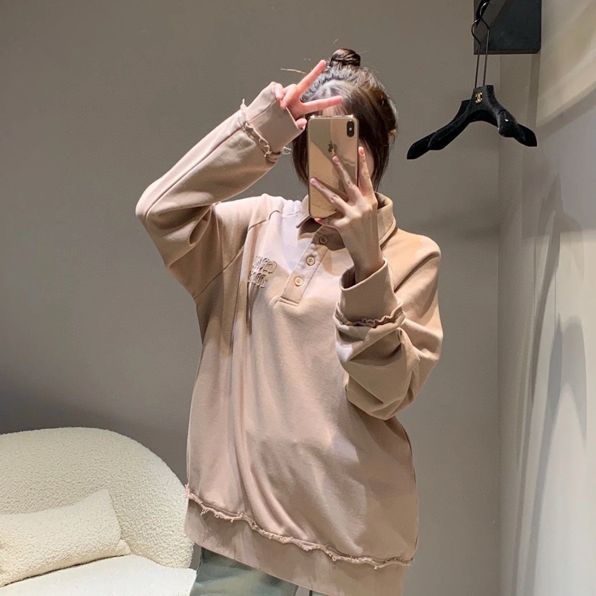 Garment-dyed cotton fleece sweatshirt