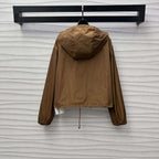 2025 Early Spring Nylon Drawstring Hooded Jacket & Shorts Set