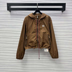 2025 Early Spring Nylon Drawstring Hooded Jacket & Shorts Set