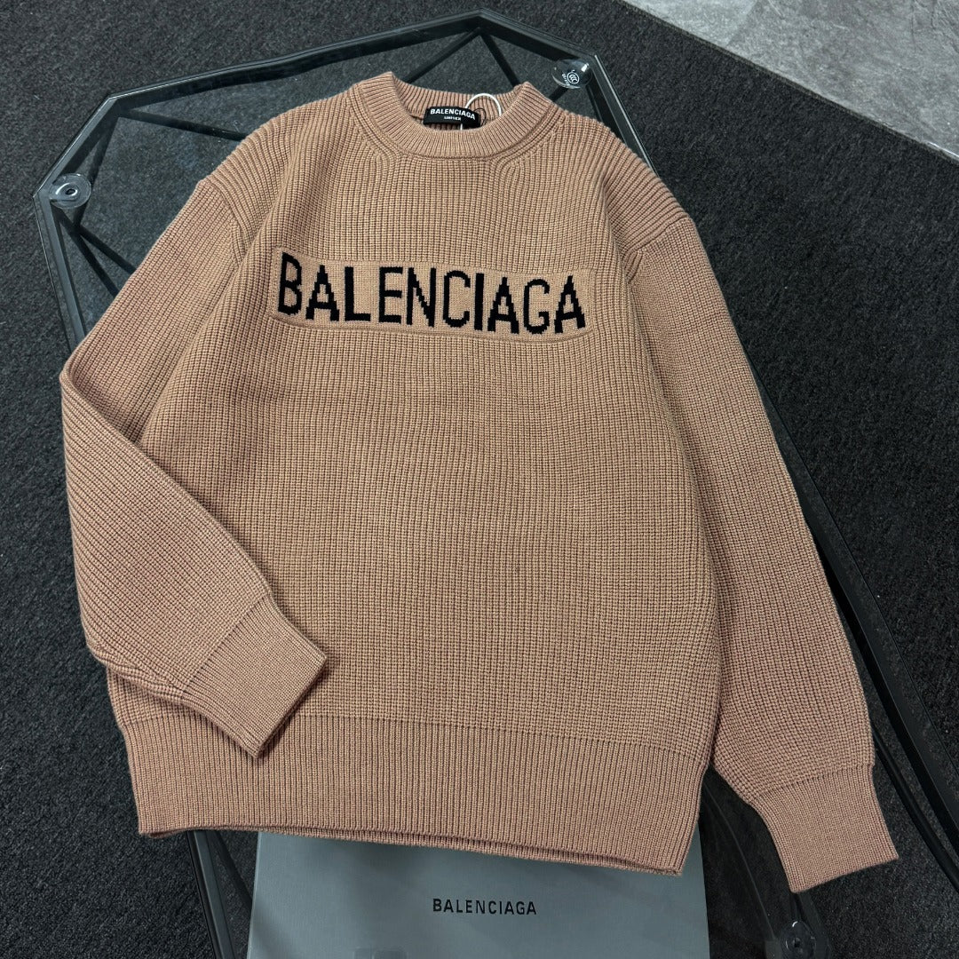 Unisex Jacquard Wool Knit Sweater – Oversized Fit