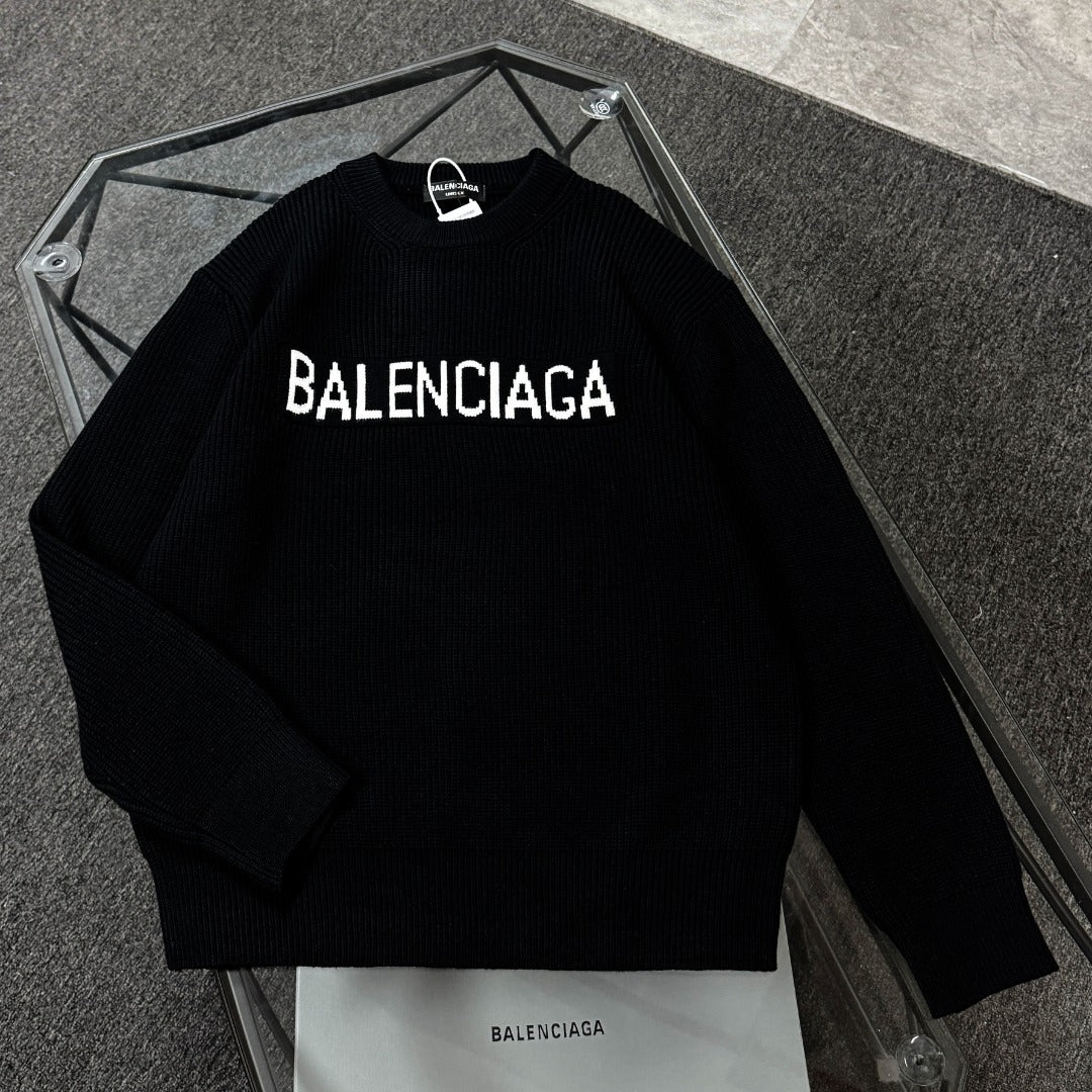 Unisex Jacquard Wool Knit Sweater – Oversized Fit