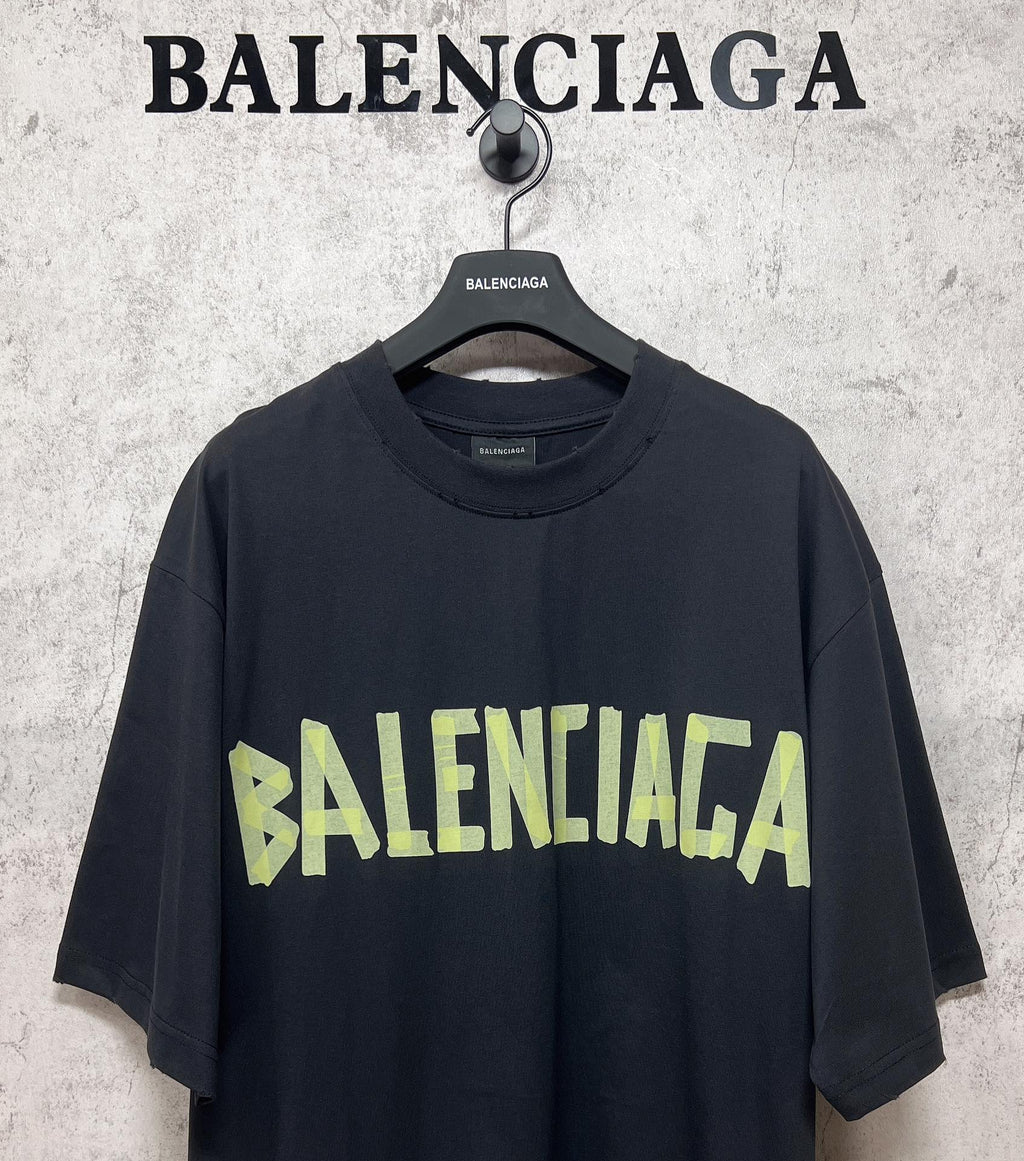 Unisex Distressed Tape-Effect Print T-Shirt – Premium Cotton