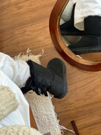 Mid-Calf Shearling Winter Boots with Double Ribbon Bows