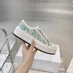 2025 Embroidered Platform Canvas Sneakers