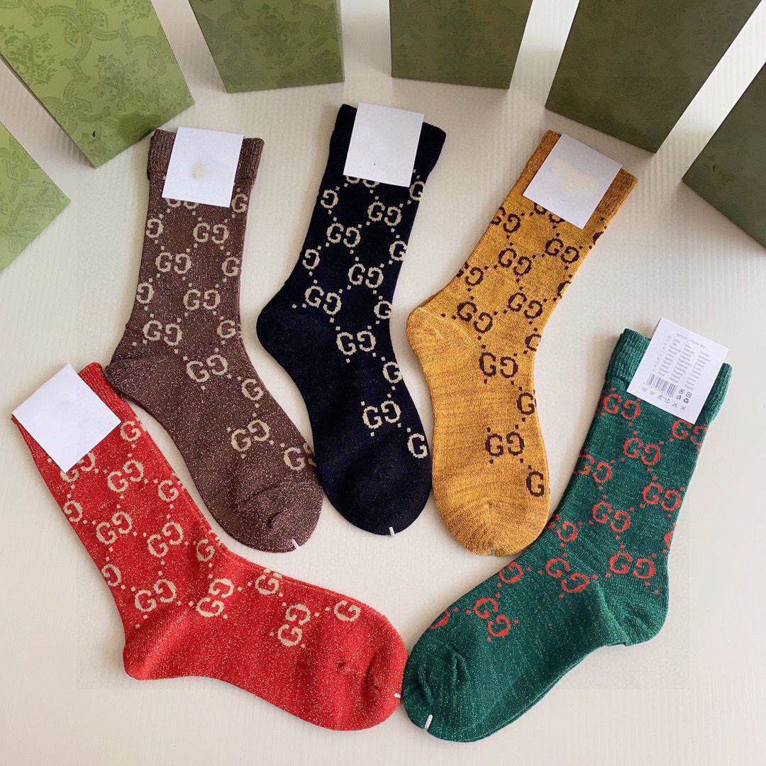 Metallic Knit Mid-Calf Socks — Special 5-Pair Edition