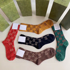 Metallic Knit Mid-Calf Socks — Special 5-Pair Edition