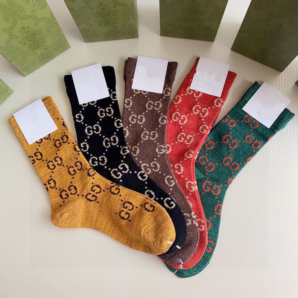 Metallic Knit Mid-Calf Socks — Special 5-Pair Edition