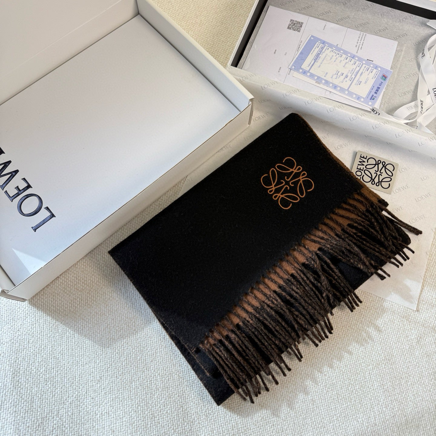 LW Double-Sided Colorblock Cashmere Scarf