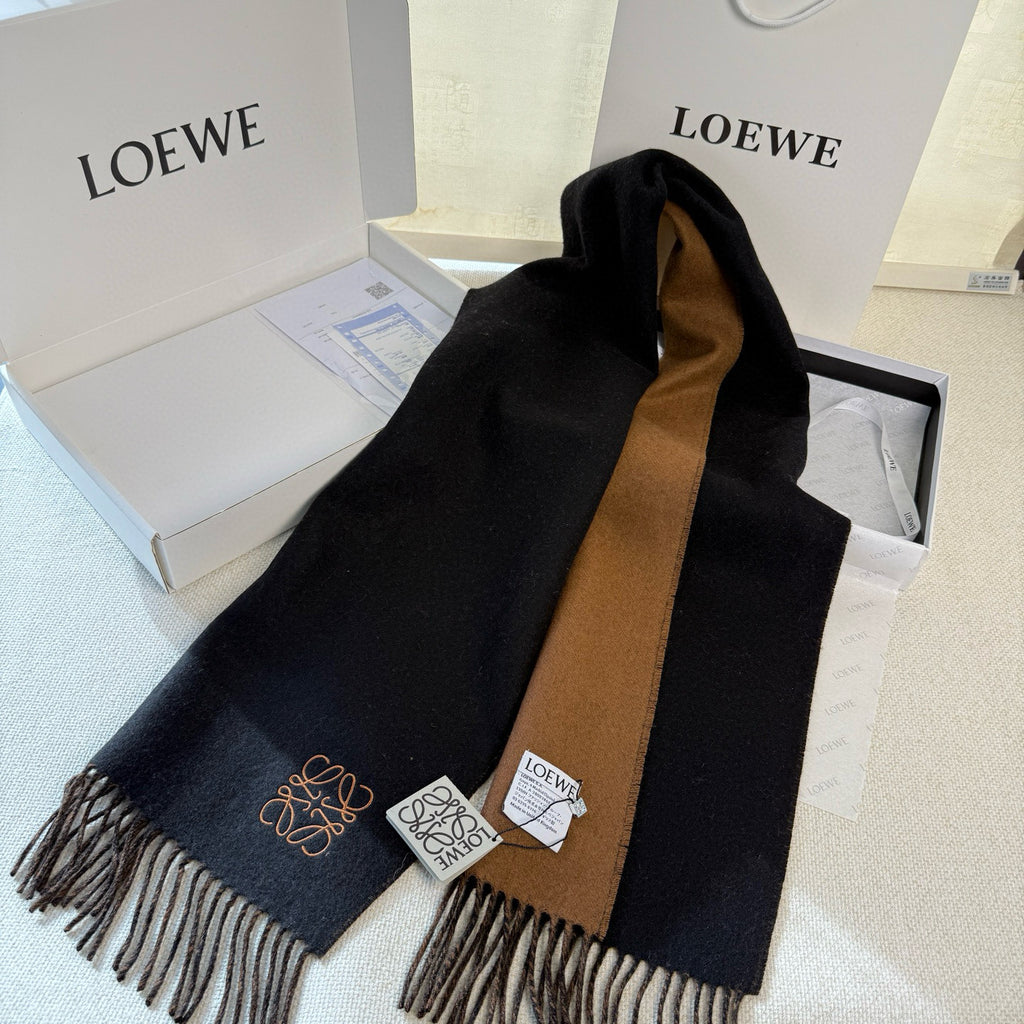 LW Double-Sided Colorblock Cashmere Scarf