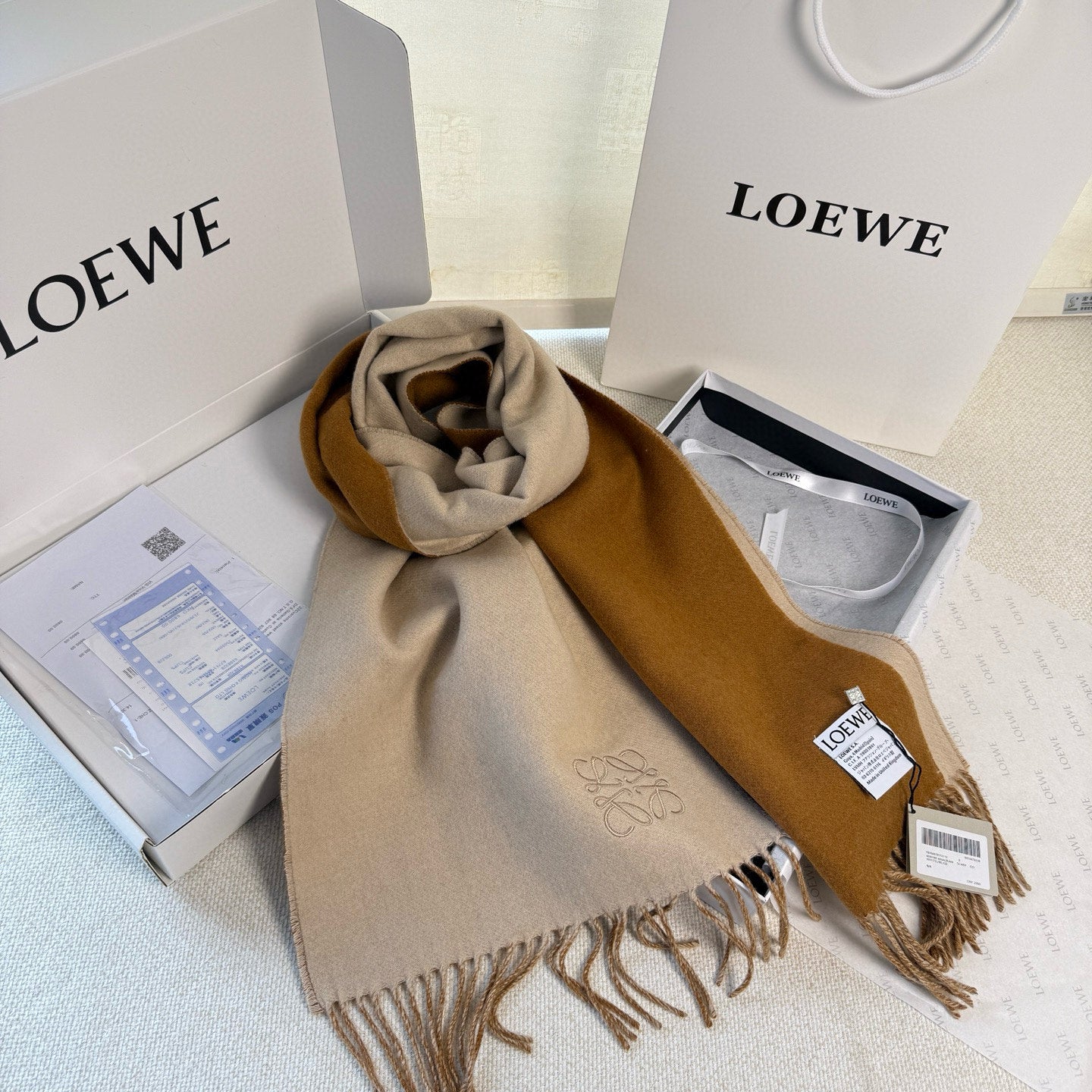 LW Double-Sided Colorblock Cashmere Scarf