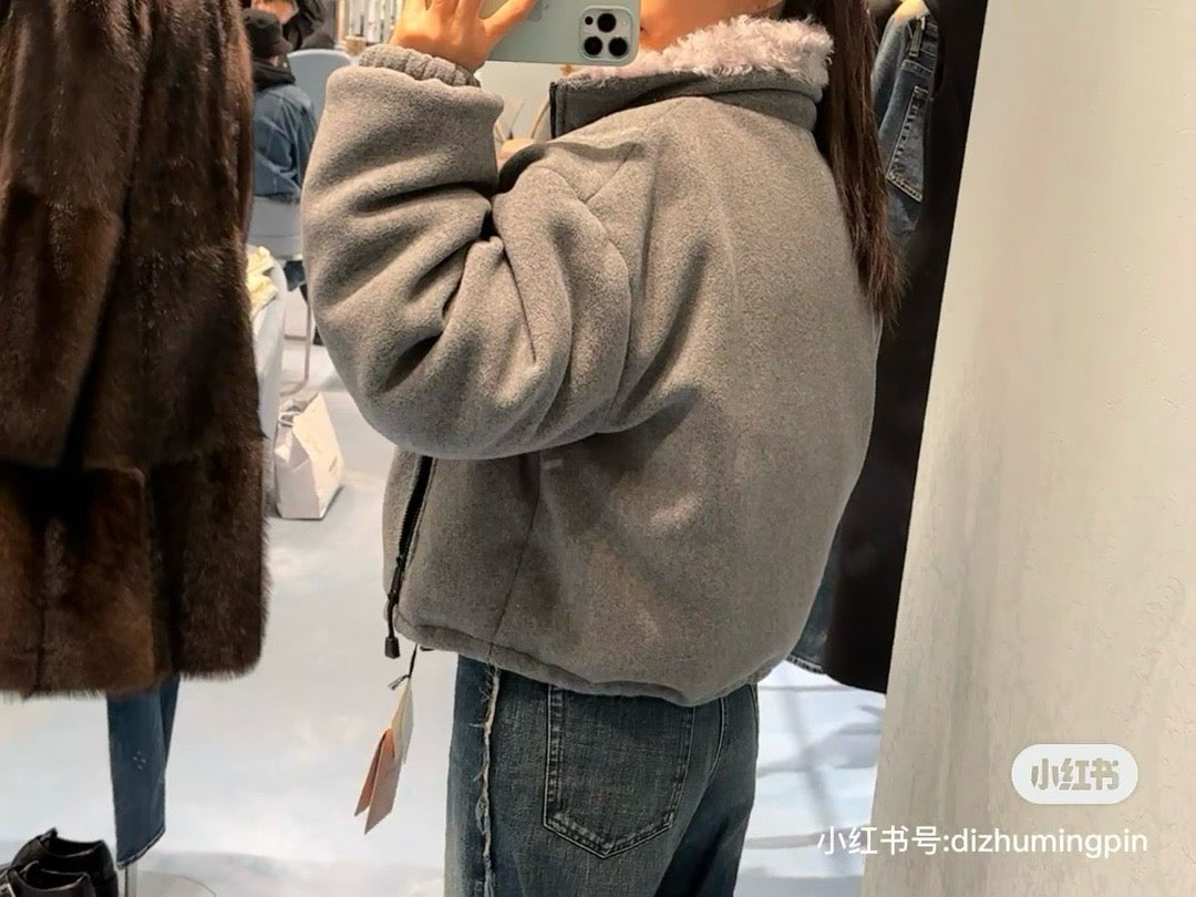 Premium Stand-Collar Fleece Down Jacket