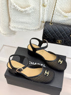 Mesh Block-Heel Sandals