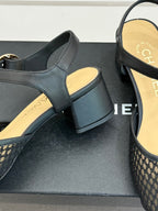 Mesh Block-Heel Sandals