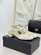 Mesh Block-Heel Sandals