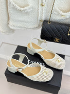 Mesh Block-Heel Sandals