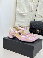 Mesh Block-Heel Sandals