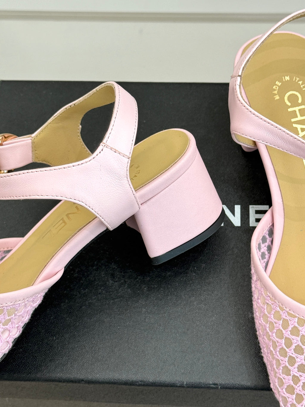 Mesh Block-Heel Sandals
