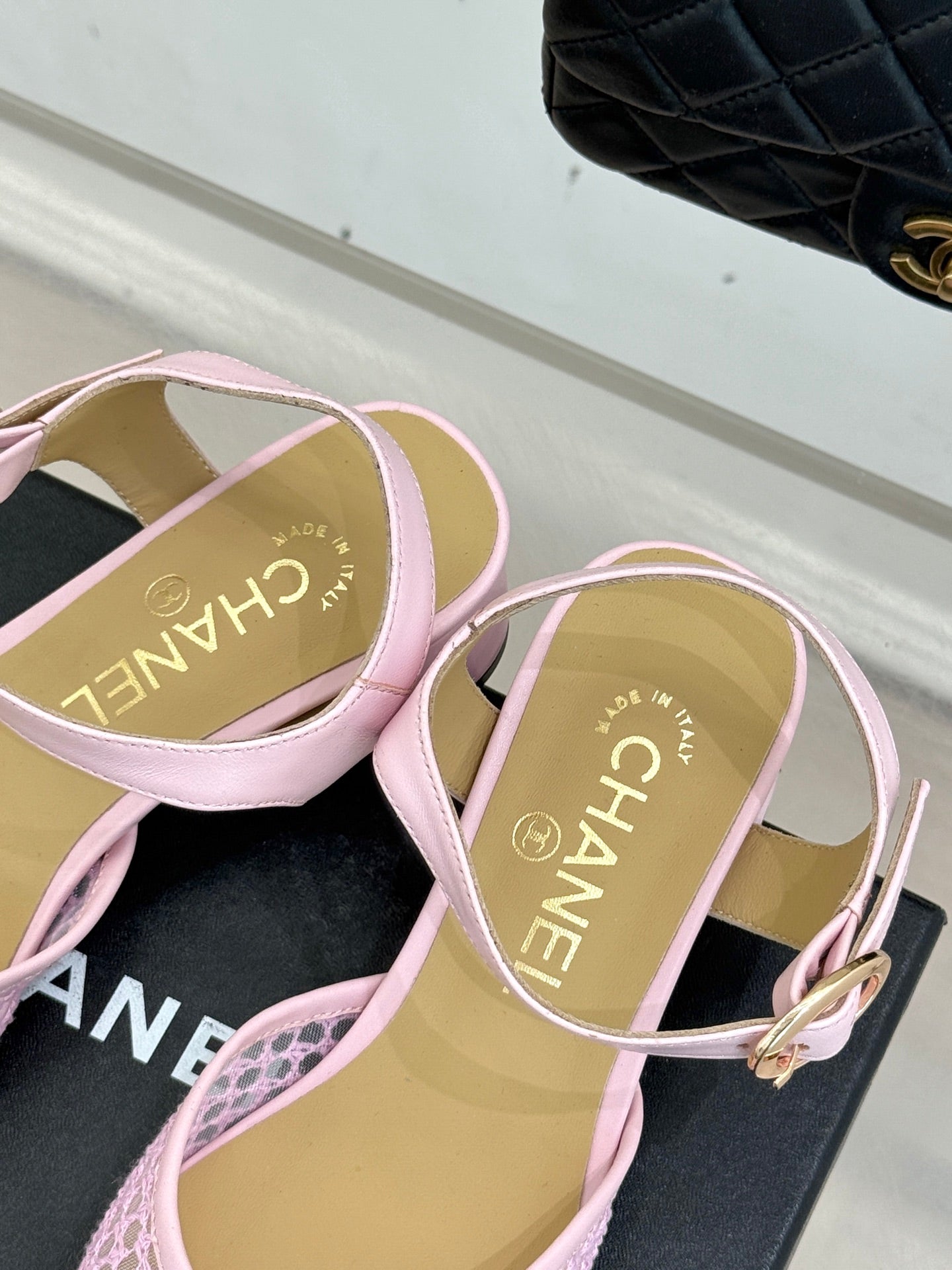 Mesh Block-Heel Sandals