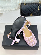 Mesh Block-Heel Sandals