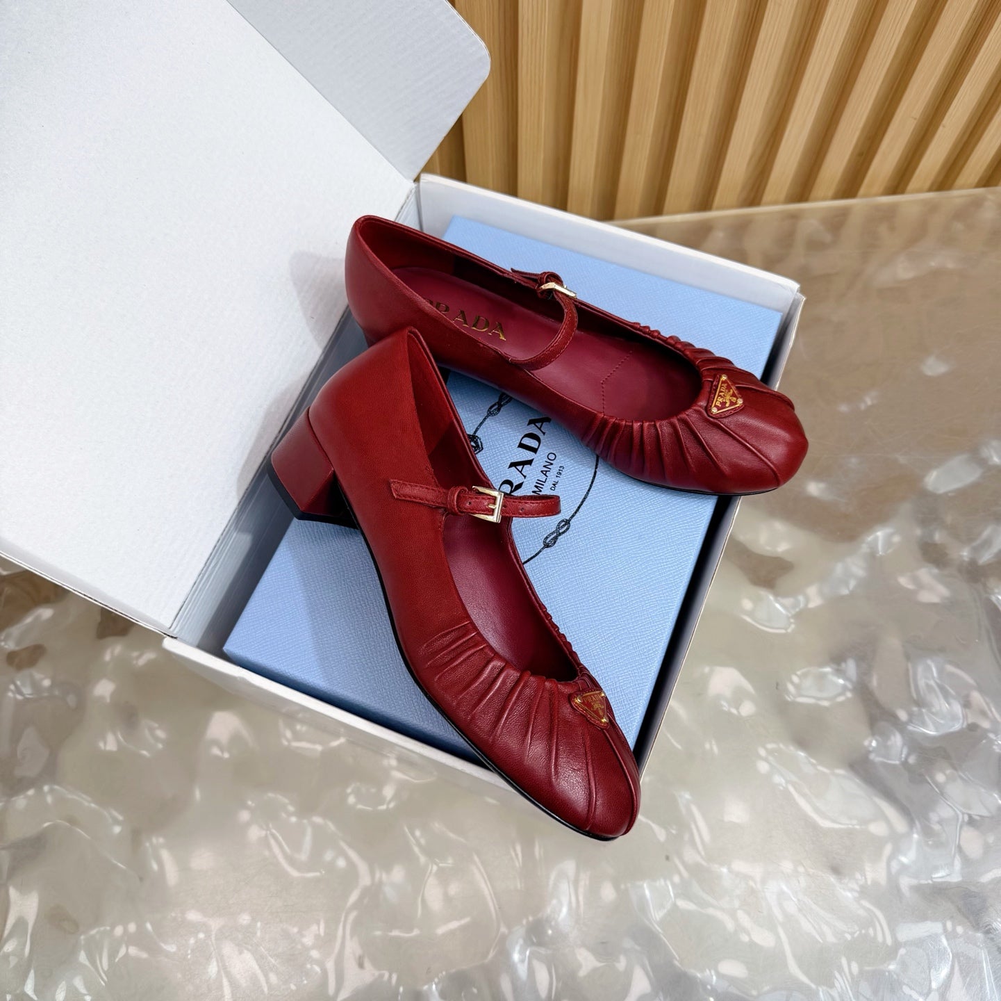 Classic Triangle Logo Mary Jane Heels (High Quality)