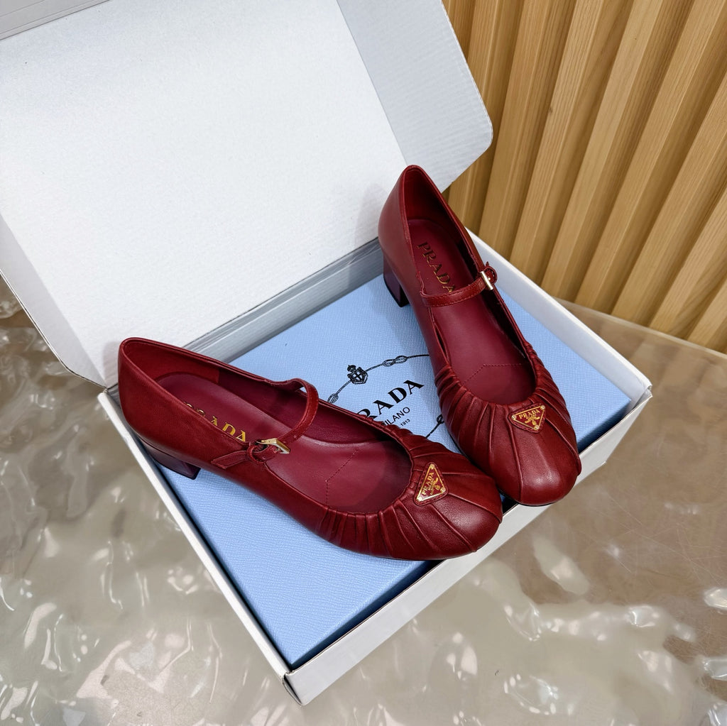 Classic Triangle Logo Mary Jane Heels (High Quality)