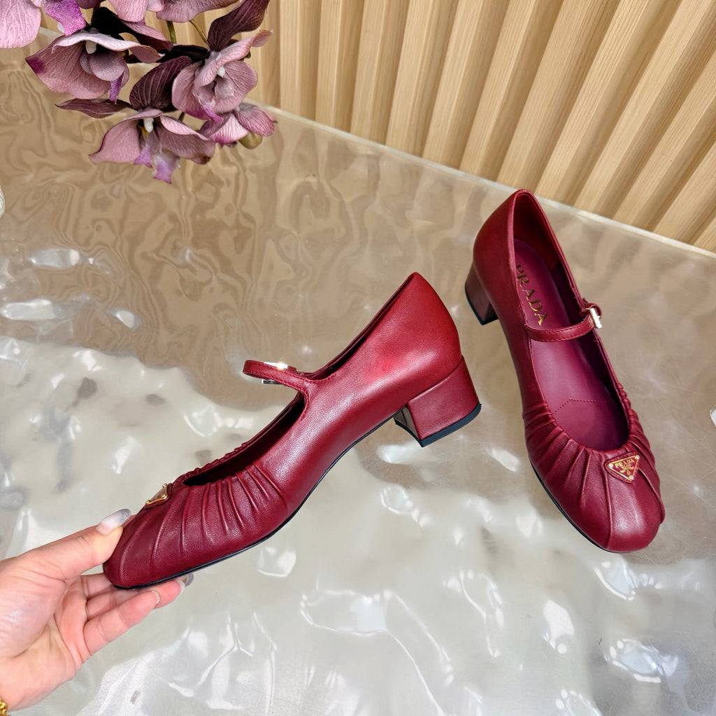 Classic Triangle Logo Mary Jane Heels (High Quality)