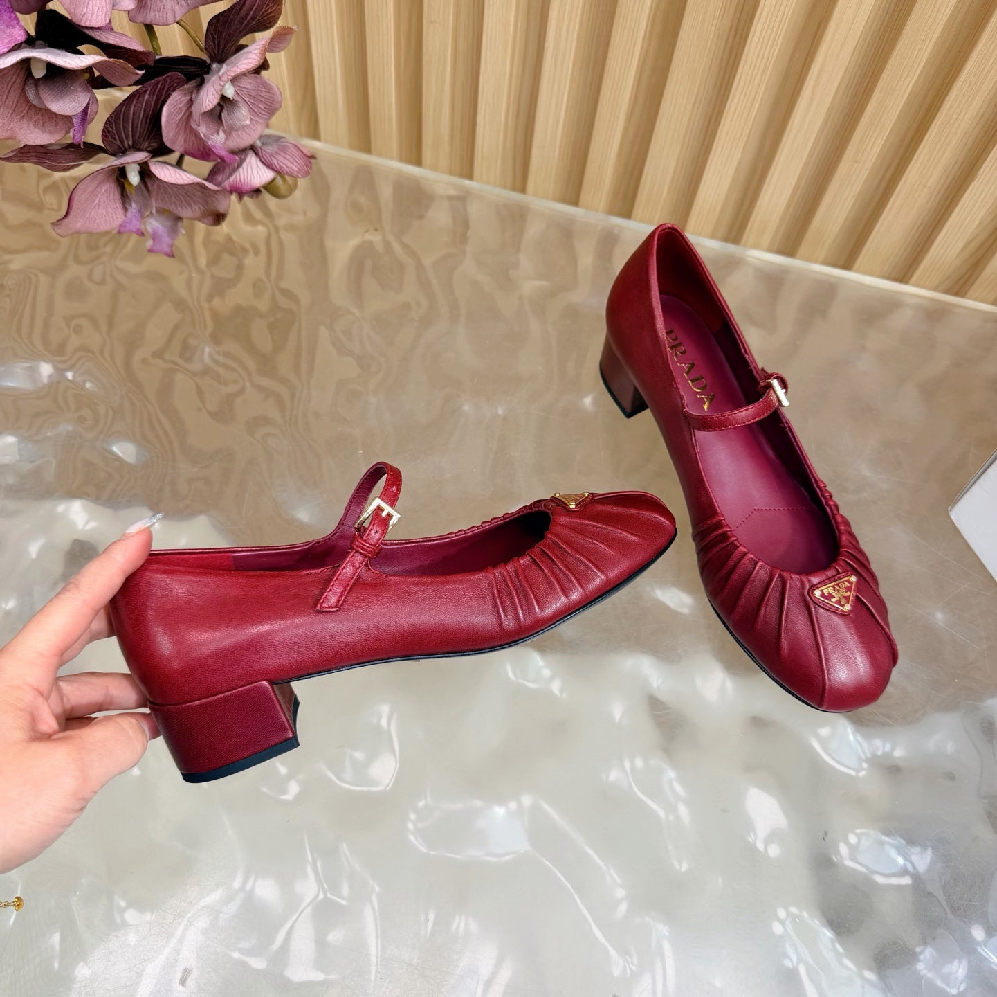 Classic Triangle Logo Mary Jane Heels (High Quality)