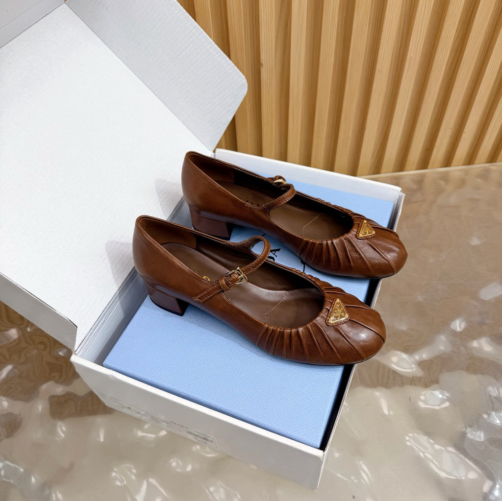 Classic Triangle Logo Mary Jane Heels (High Quality)