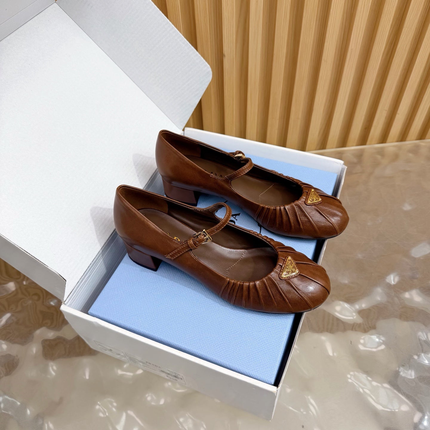 Classic Triangle Logo Mary Jane Heels (High Quality)