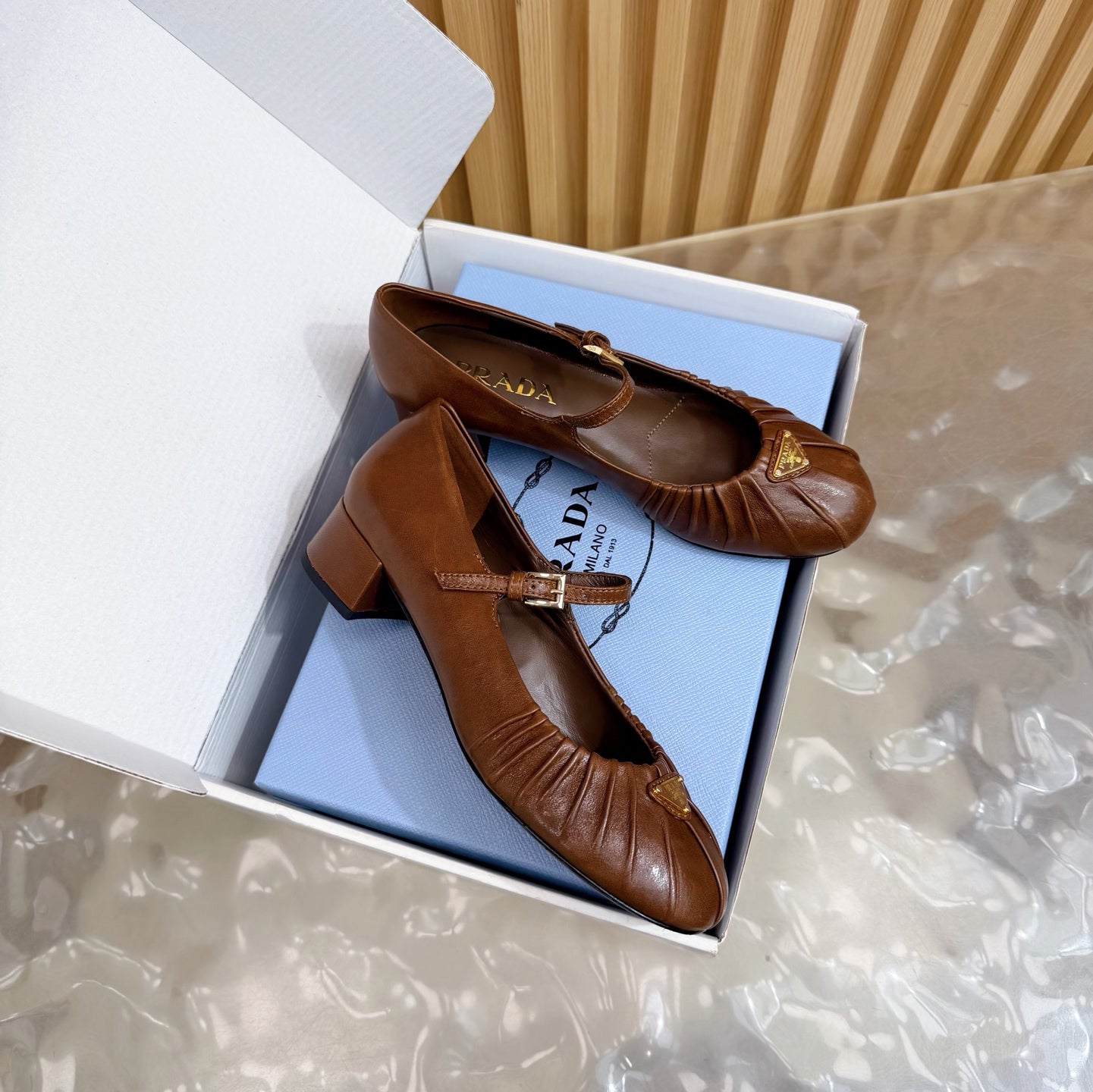 Classic Triangle Logo Mary Jane Heels (High Quality)