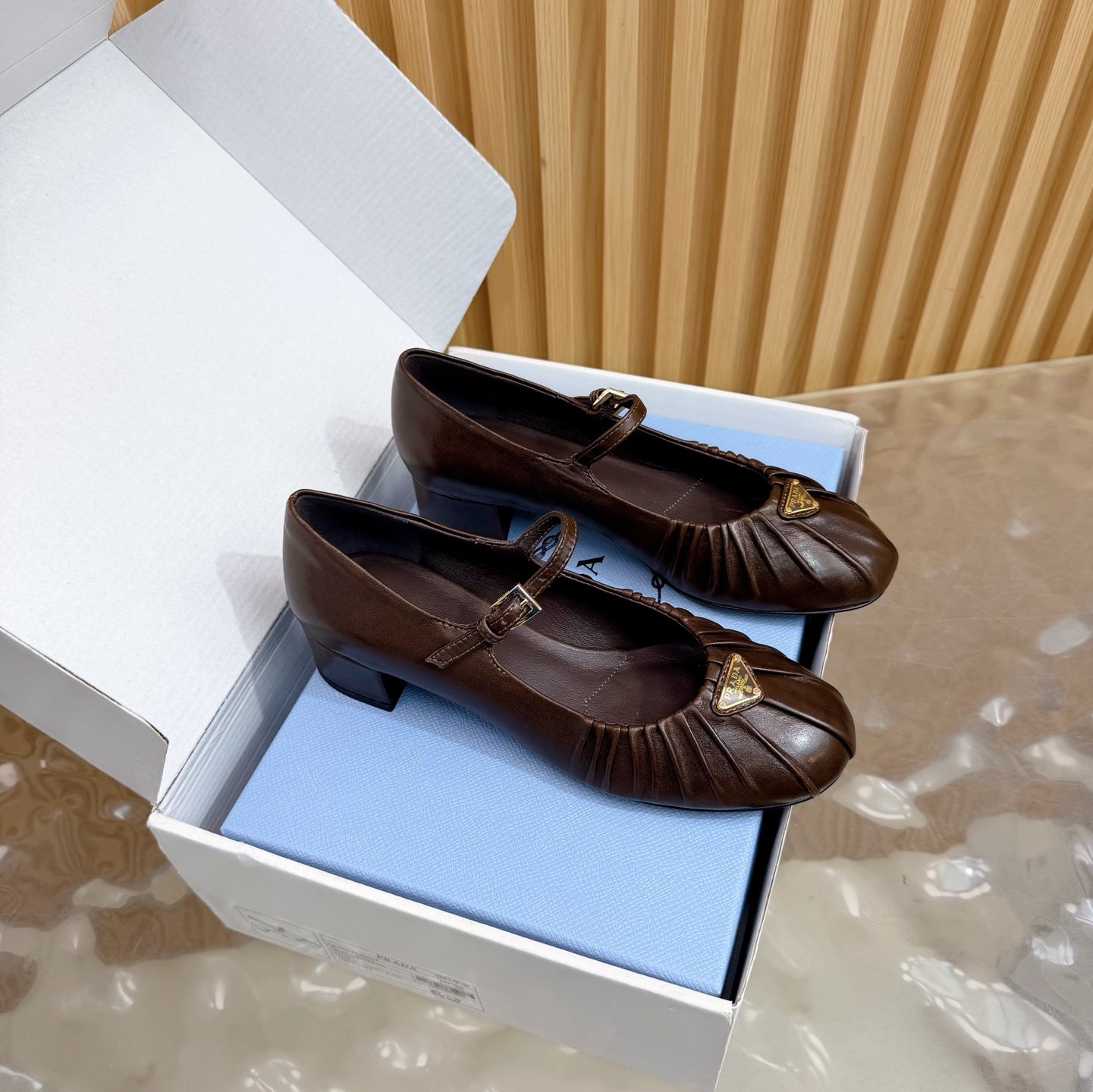 Classic Triangle Logo Mary Jane Heels (High Quality)