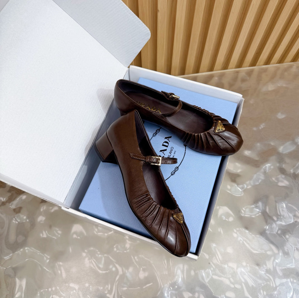 Classic Triangle Logo Mary Jane Heels (High Quality)