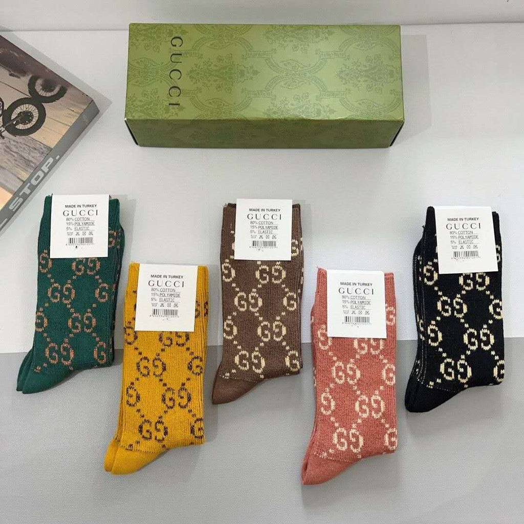 Metallic Knit Mid-Calf Socks — Special 5-Pair Edition