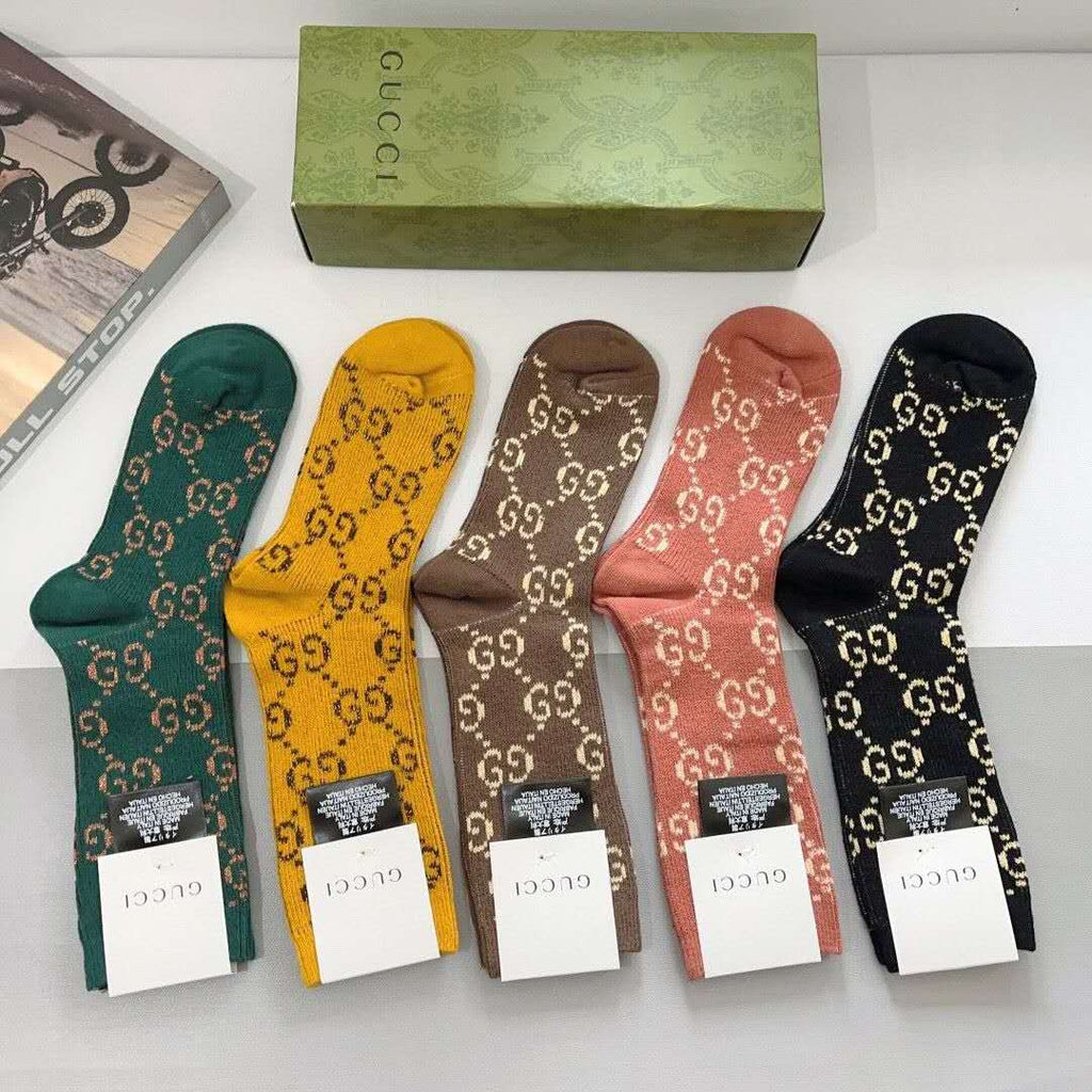 Metallic Knit Mid-Calf Socks — Special 5-Pair Edition