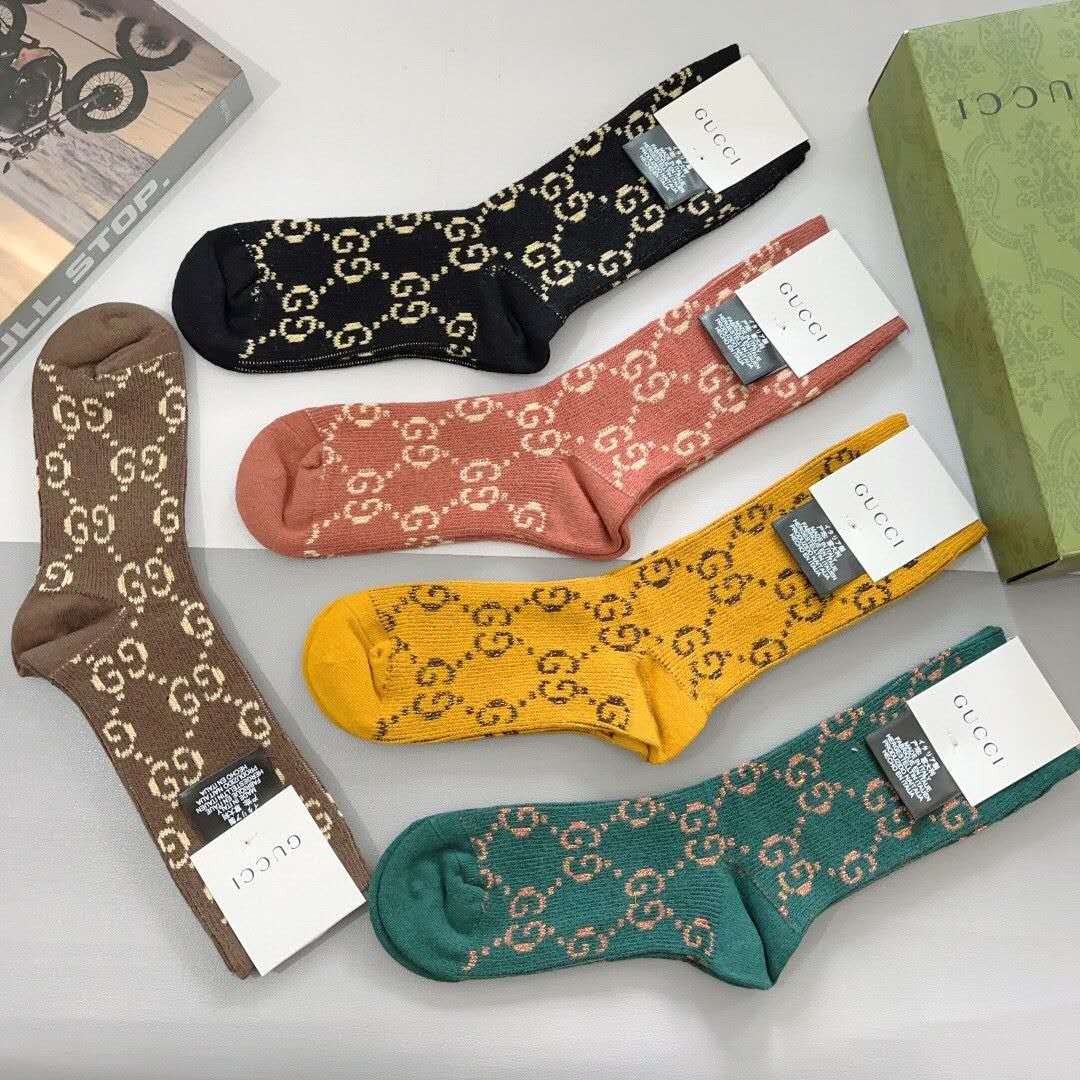 Metallic Knit Mid-Calf Socks — Special 5-Pair Edition
