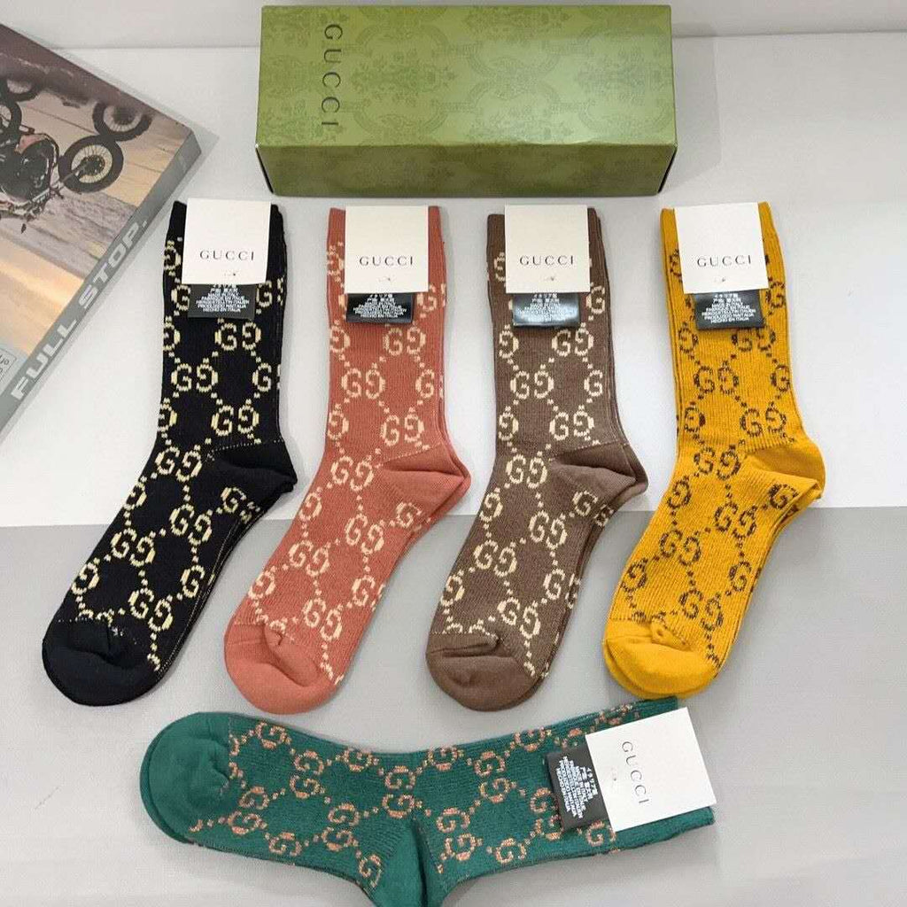 Metallic Knit Mid-Calf Socks — Special 5-Pair Edition
