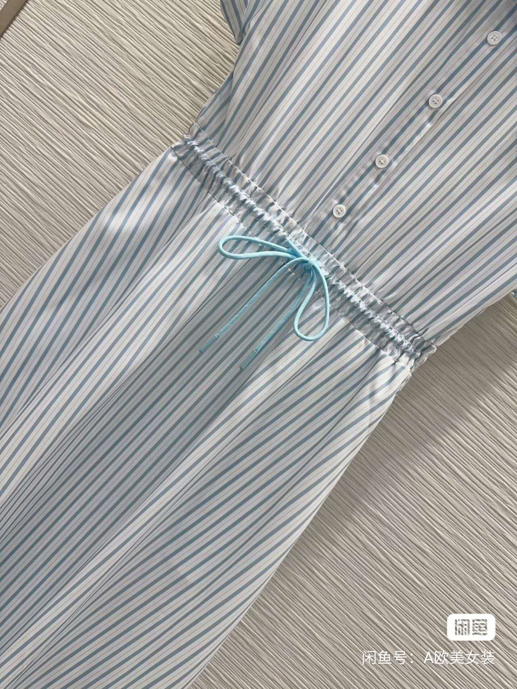 Striped Drawstring Shirt Dress 👗✨ (High Quality)